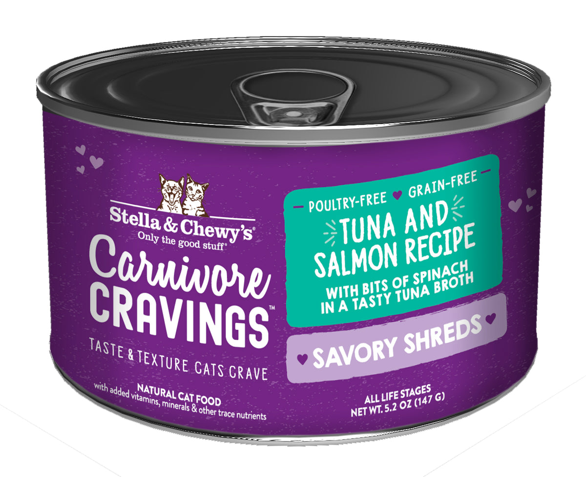 Stella &amp; Chewy&#39;s Carnivore Cravings Savory Shreds Tuna &amp; Salmon Canned Cat Food