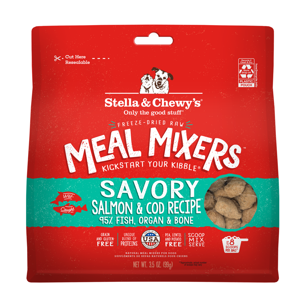 Stella &amp; Chewy&#39;s Freeze-Dried Raw Savory Salmon &amp; Cod Meal Mixers Dog Food Topper