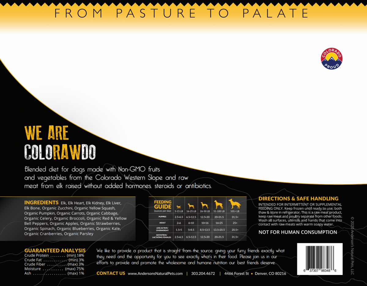 Anderson&#39;s Colorado Pasture-Raised Elk Blend Frozen Raw Dog Food