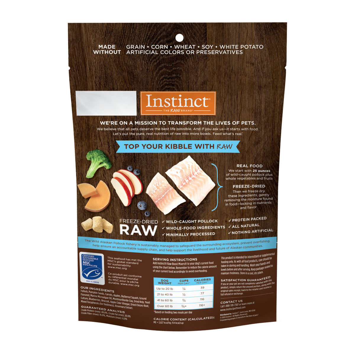 Instinct Raw Boost Mixers Grain-Free Wild-Caught Alaskan Pollock Recipe Freeze-Dried Dog Food Topper