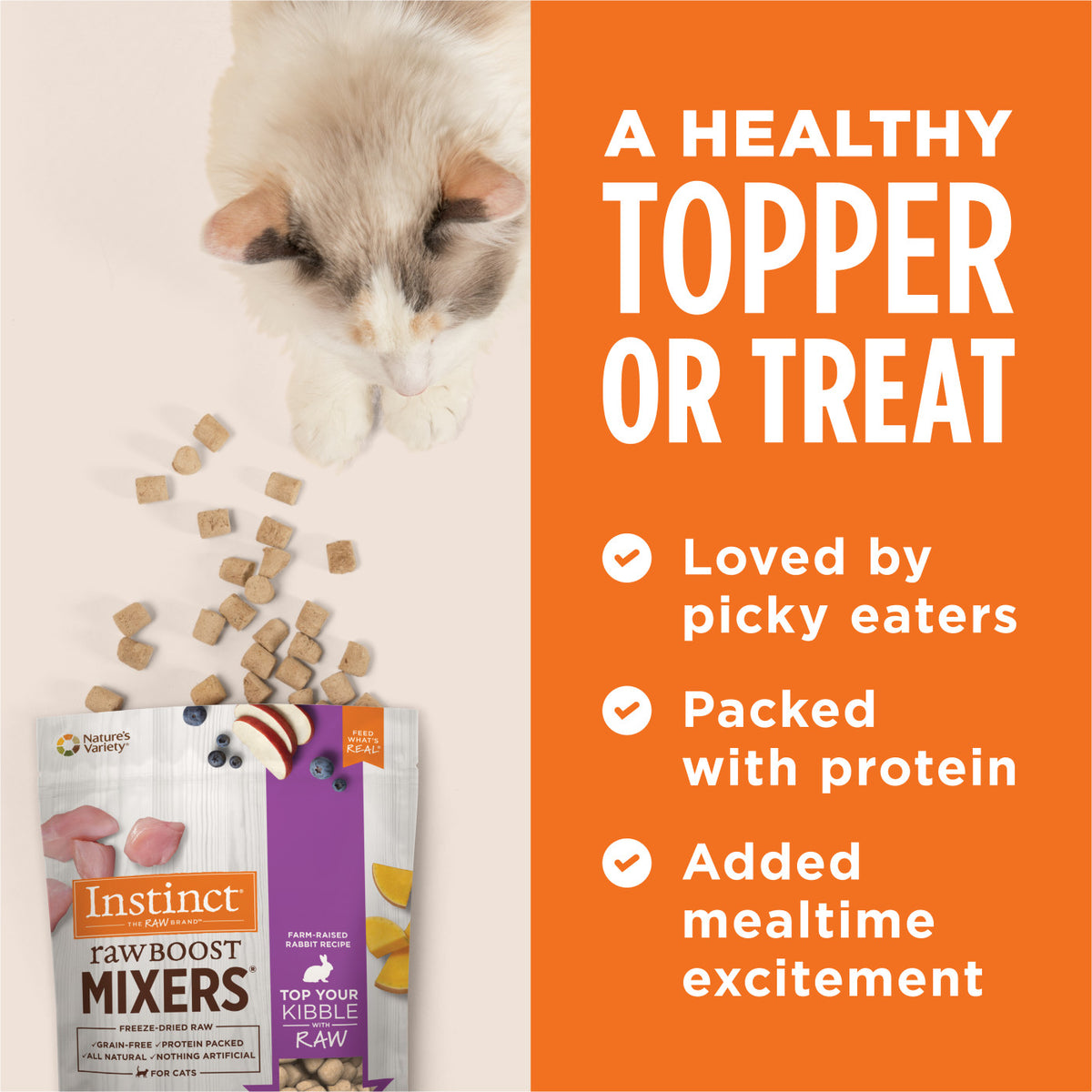 Instinct Freeze-Dried Raw Boost Mixers Grain-Free Rabbit Recipe Freeze-Dried Cat Food Topper