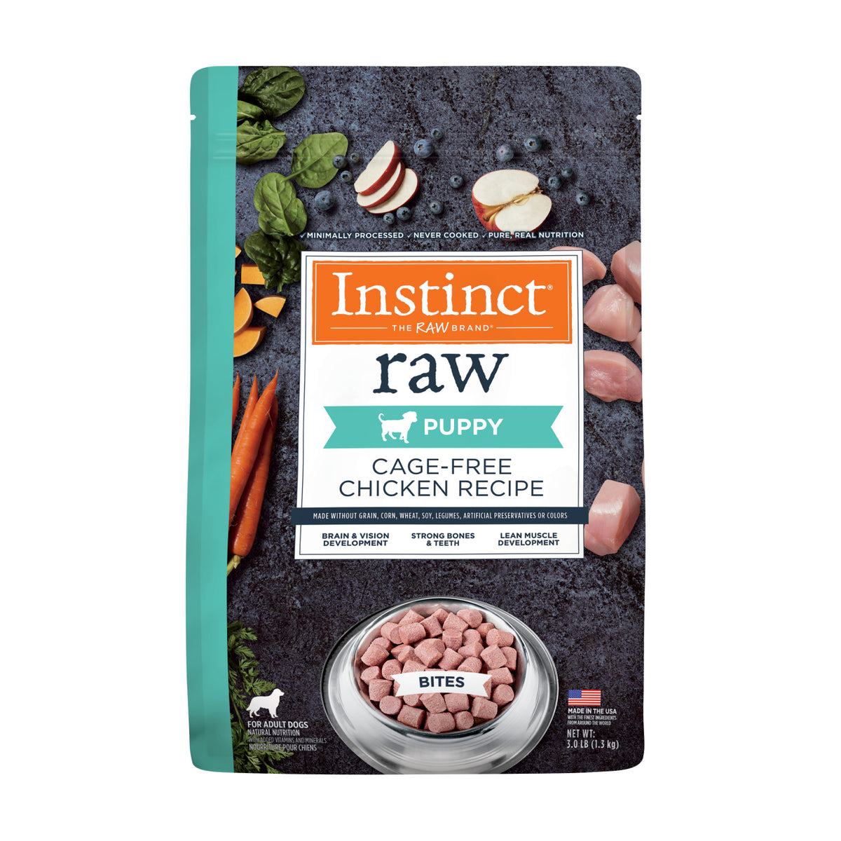 Instinct Frozen Raw Bites Puppy Grain-Free Cage-Free Chicken Recipe Dog Food