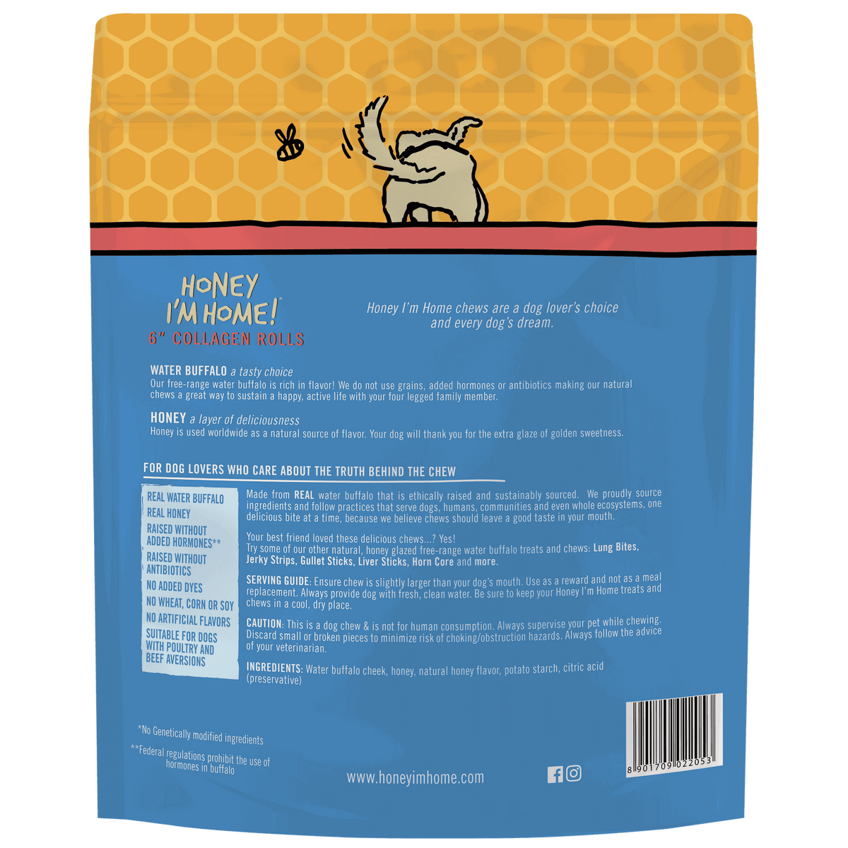 Honey I&#39;m Home! Water Buffalo Collagen Roll Dog Chews