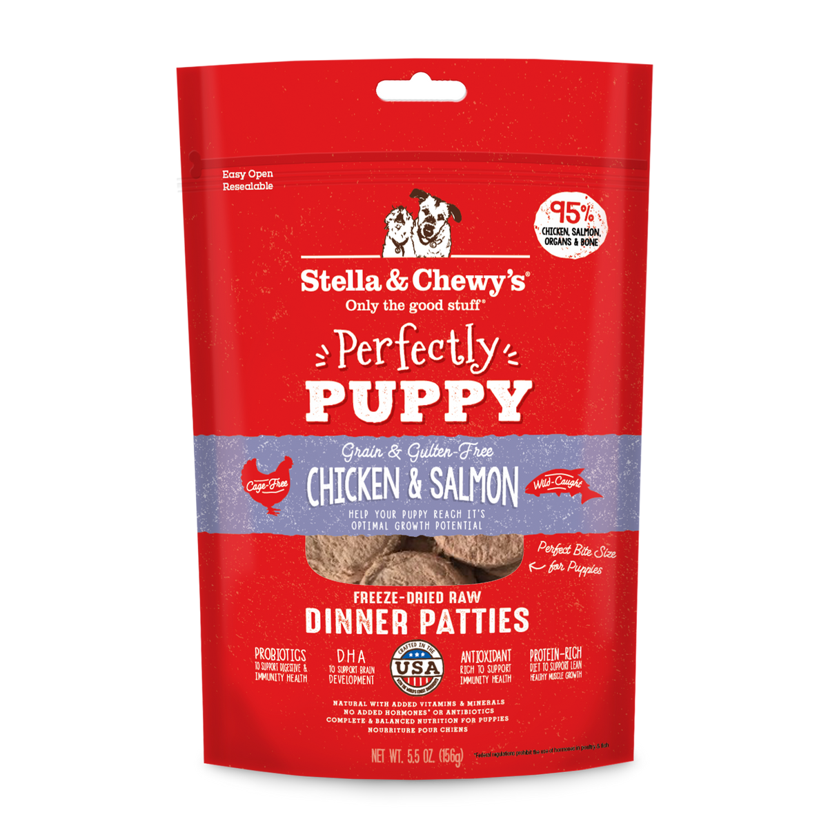 Stella &amp; Chewy&#39;s Freeze-Dried Raw Perfectly Puppy Chicken &amp; Salmon Dinner Patties Dog Food