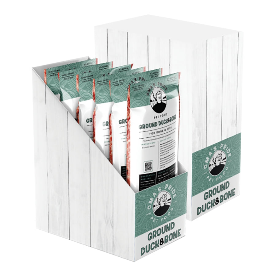 Oma&#39;s Pride Frozen Raw Ground Duck &amp; Bone for Dogs &amp; Cats