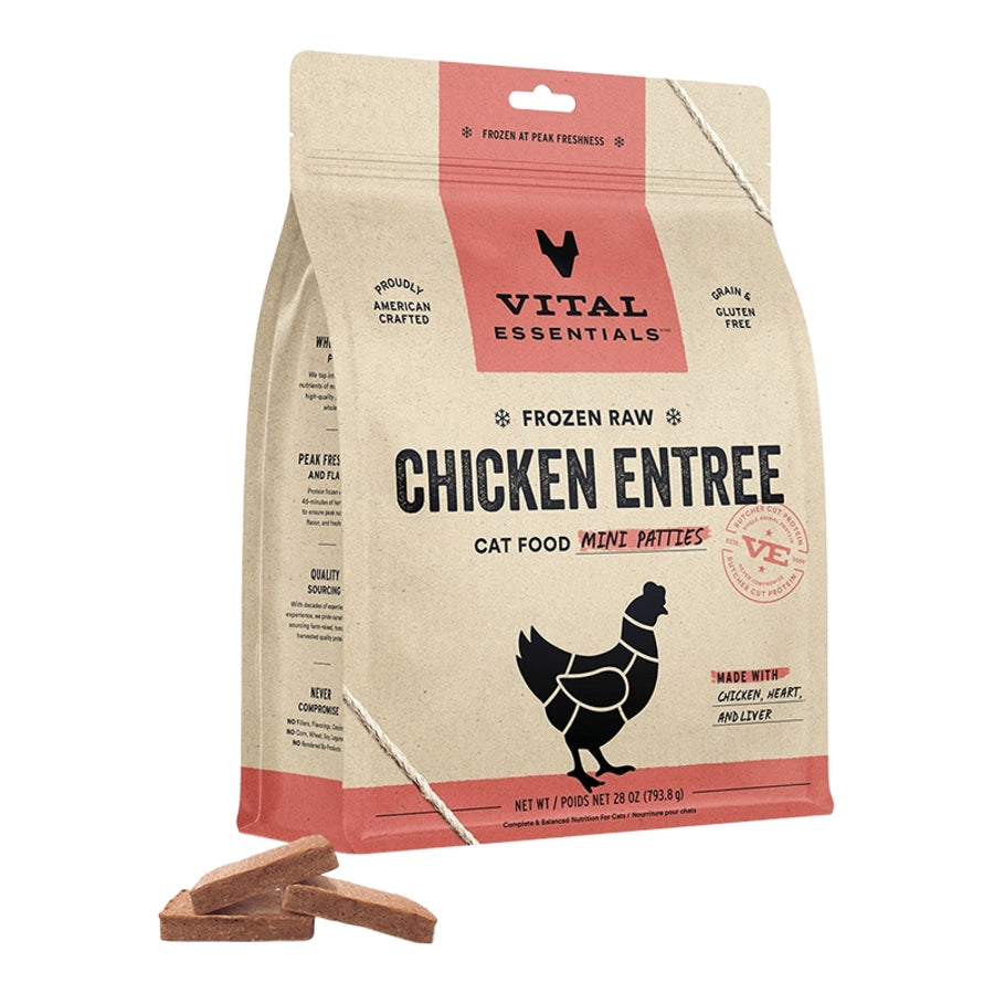 Vital Essentials Frozen Chicken Mini Patties Raw Cat Food