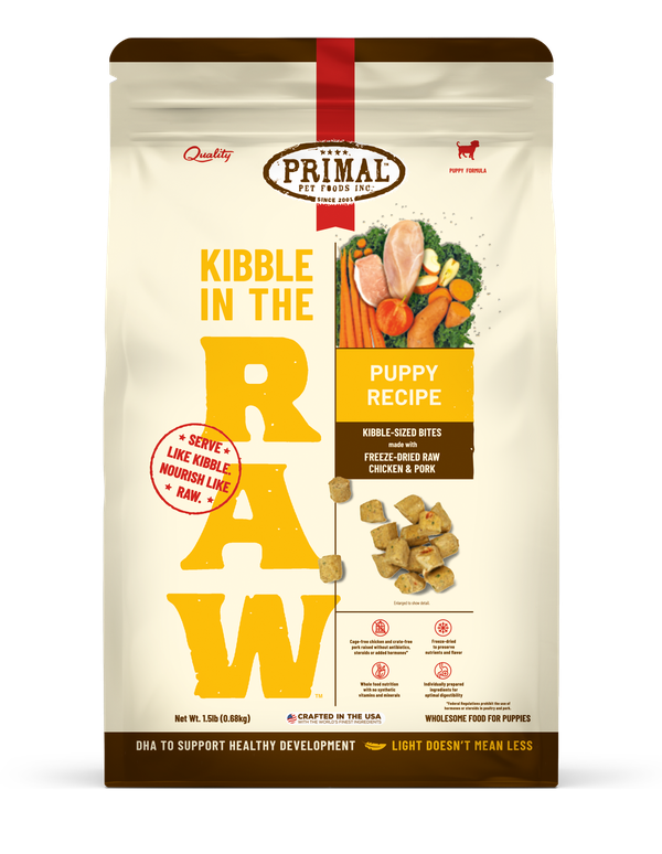Primal Kibble in the Raw Puppy Freeze-Dried Raw Chicken &amp; Pork Dog Food
