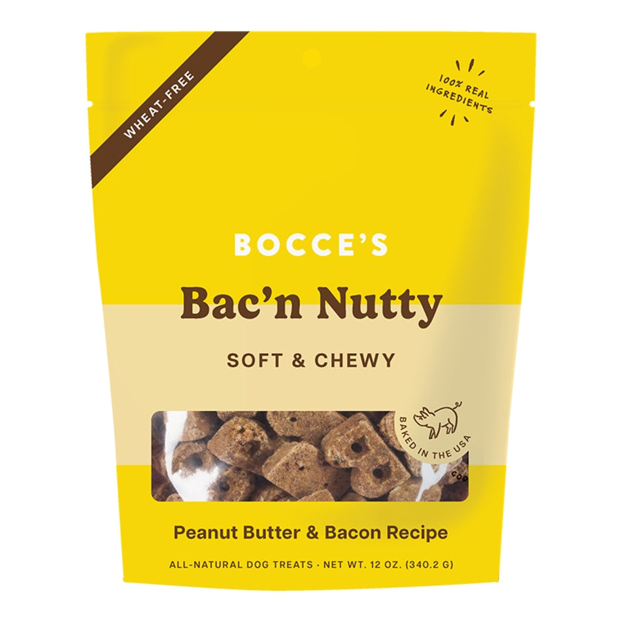 Bocce&#39;s Bakery Bac&#39;n Nutty Peanut Butter and Bacon Soft and Chewy Dog Treats