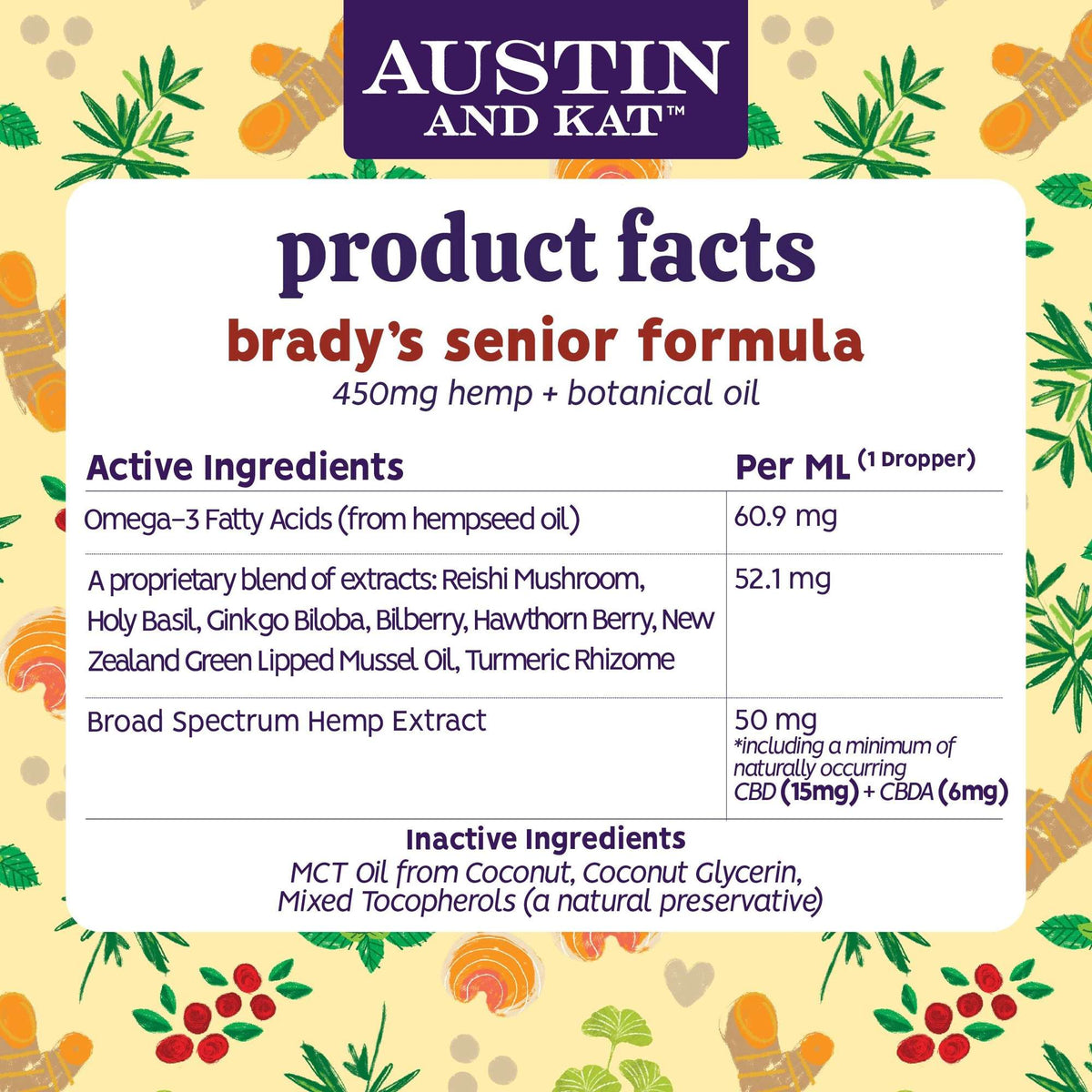 Austin and Kat Senior Blend Oil for Dogs