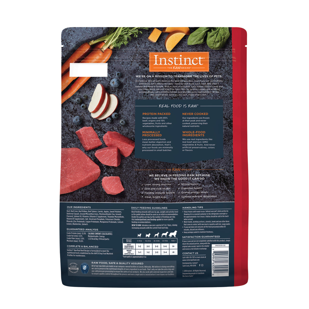 Instinct Frozen Raw Patties Grain-Free Real Beef Recipe Dog Food