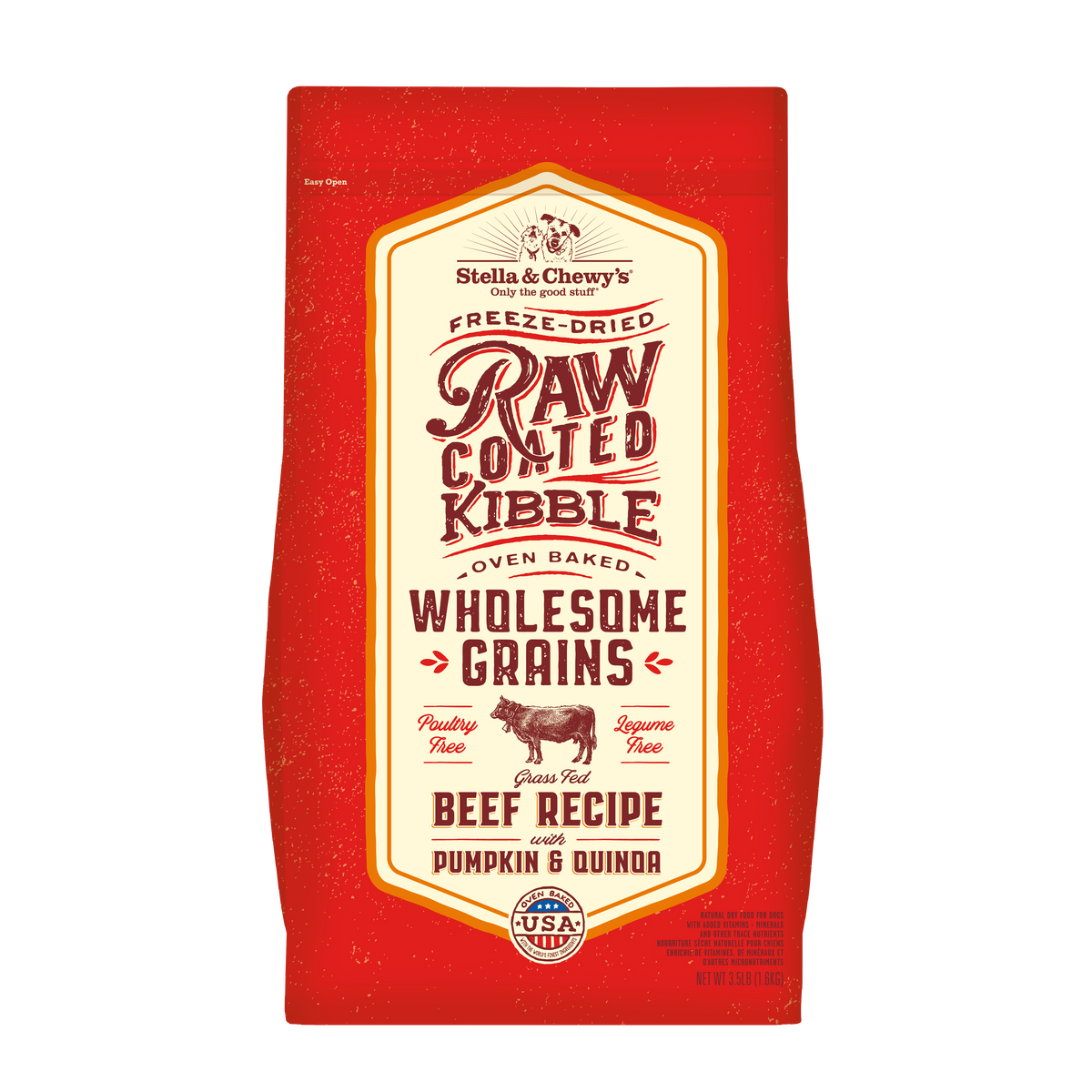 Stella &amp; Chewy&#39;s Kibble Raw Coated Wholesome Grain Beef Dog Food