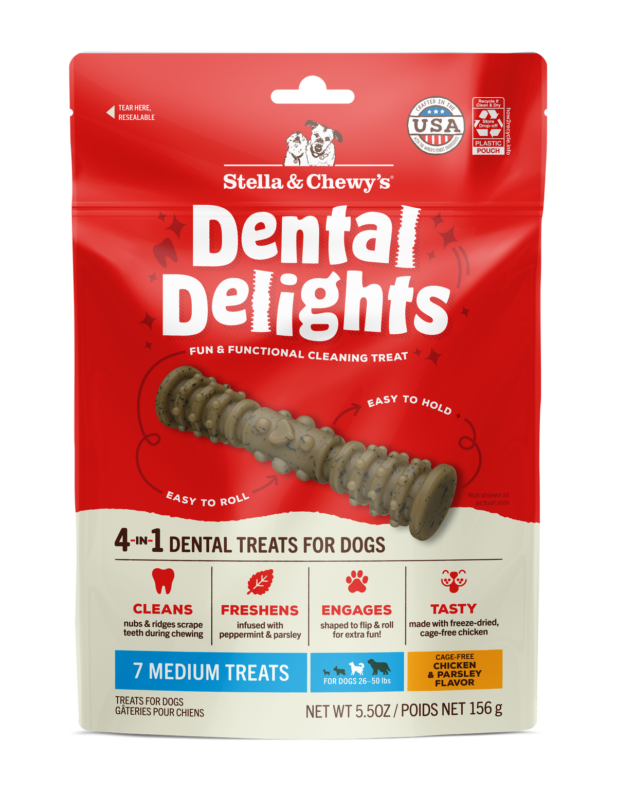 Stella &amp; Chewy&#39;s Dental Delights Medium Dog Chews