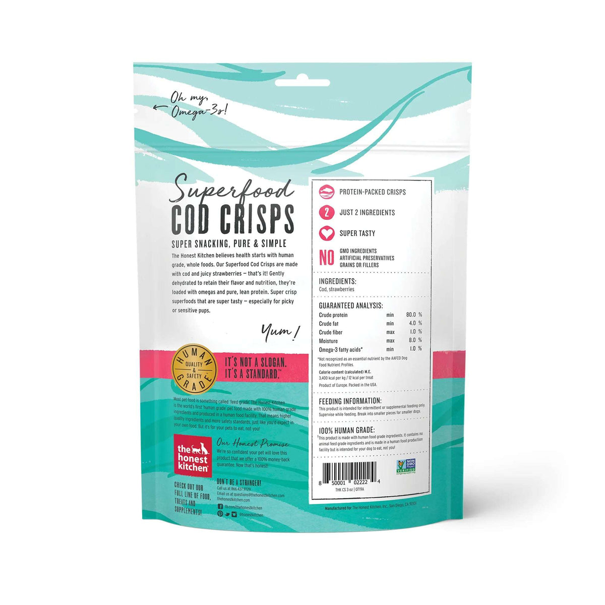 The Honest Kitchen Superfood Cod Crisps Strawberry Dog Treats