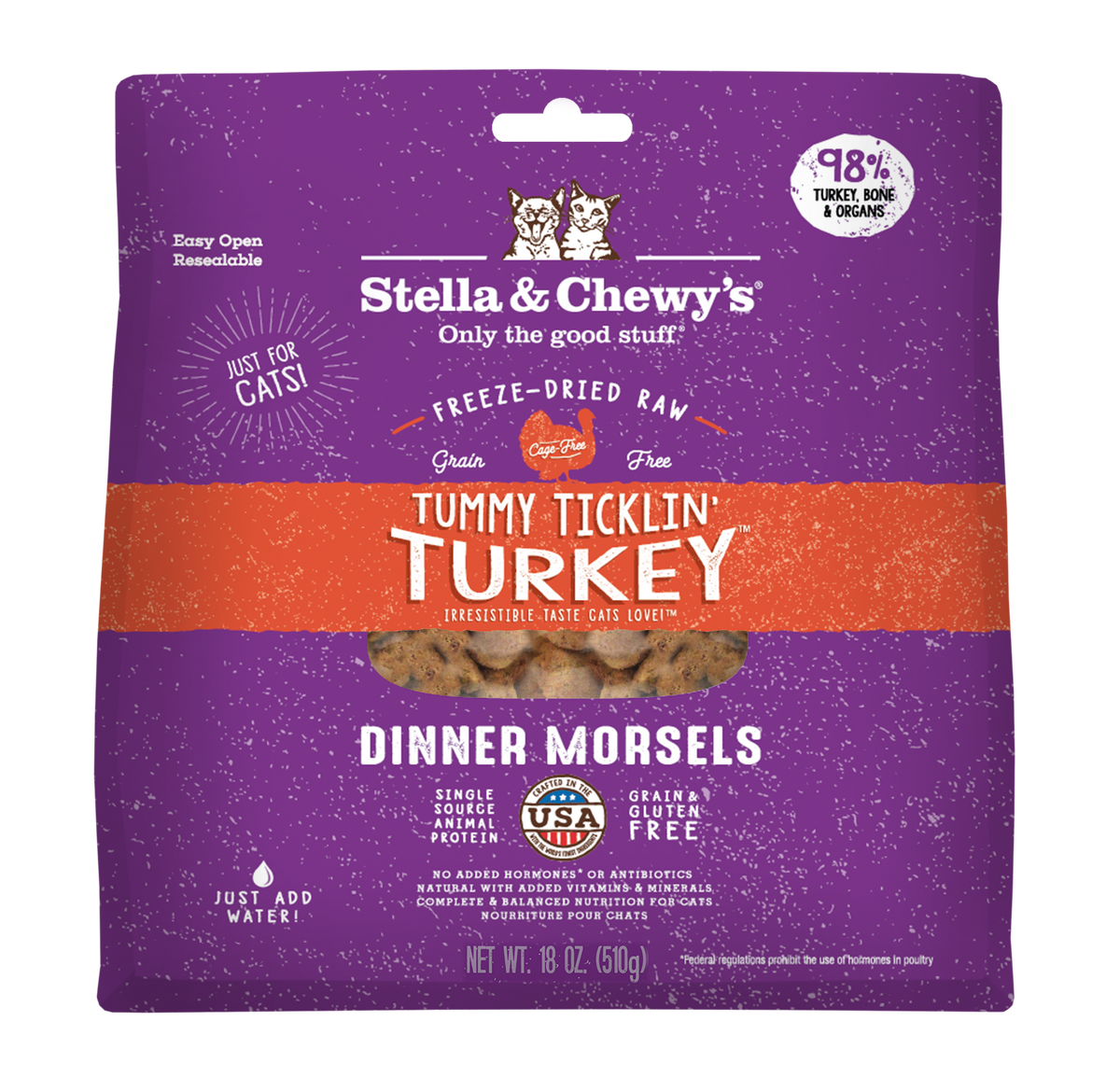 Stella &amp; Chewy&#39;s Freeze-Dried Raw Tummy Ticklin Turkey Dinner Morsels Cat Food