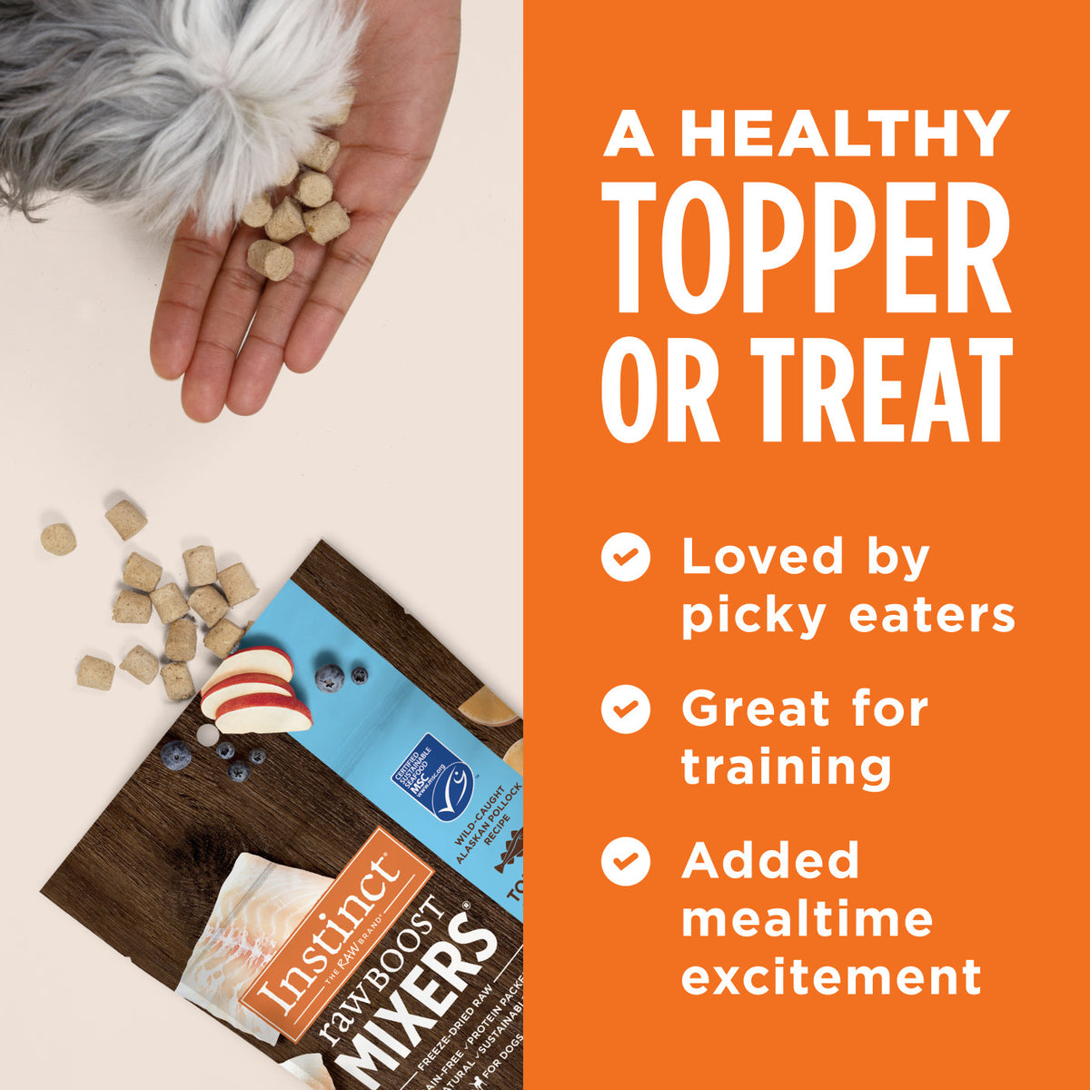 Instinct Raw Boost Mixers Grain-Free Wild-Caught Alaskan Pollock Recipe Freeze-Dried Dog Food Topper