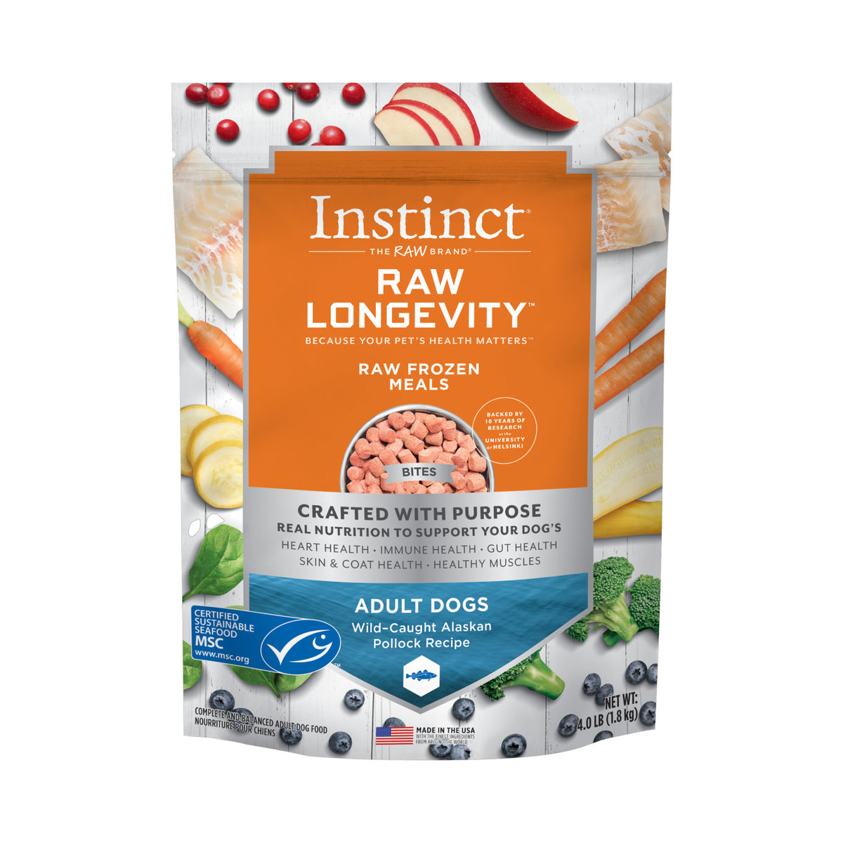 Instinct® Raw Longevity™ Raw Frozen Meals Wild-Caught Alaskan Pollock Recipe for Dogs