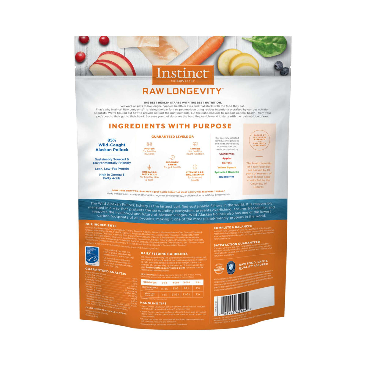 Instinct® Raw Longevity™ Raw Frozen Meals Wild-Caught Alaskan Pollock Recipe for Dogs
