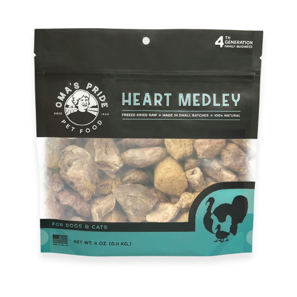 Oma&#39;s Pride Freeze-Dried Raw Heart Medley Dog &amp; Cat Treats