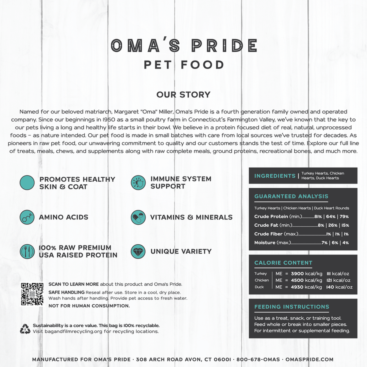 Oma&#39;s Pride Freeze-Dried Raw Heart Medley Dog &amp; Cat Treats