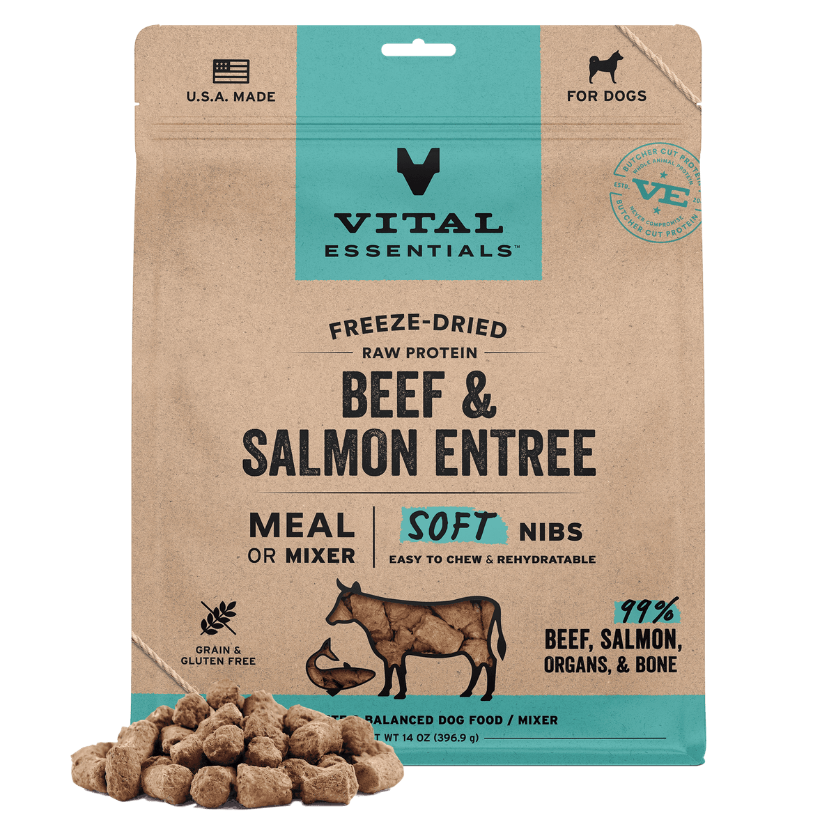 Vital Essentials Freeze-Dried Raw Beef &amp; Salmon Dog Food