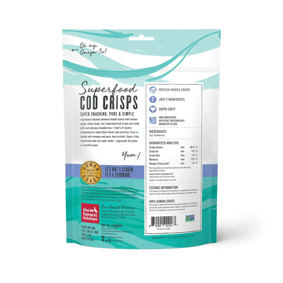 The Honest Kitchen Superfood Cod Crisps Blueberry Dog Treats