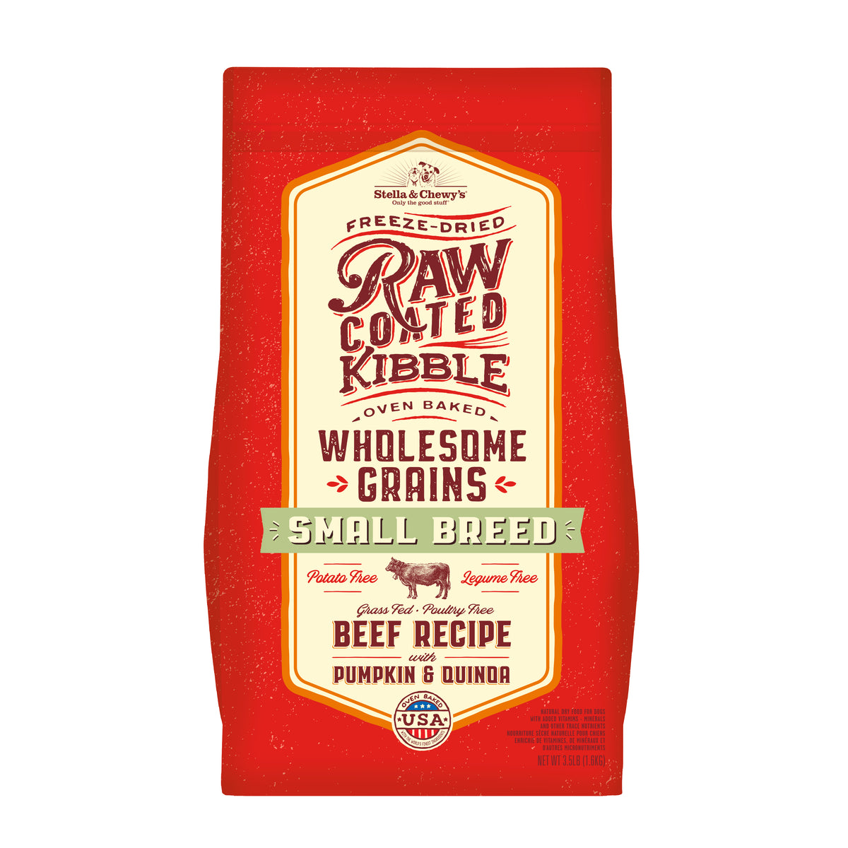 Stella &amp; Chewy&#39;s Kibble Raw Coated Wholesome Grains Beef Small Breed Dog Food