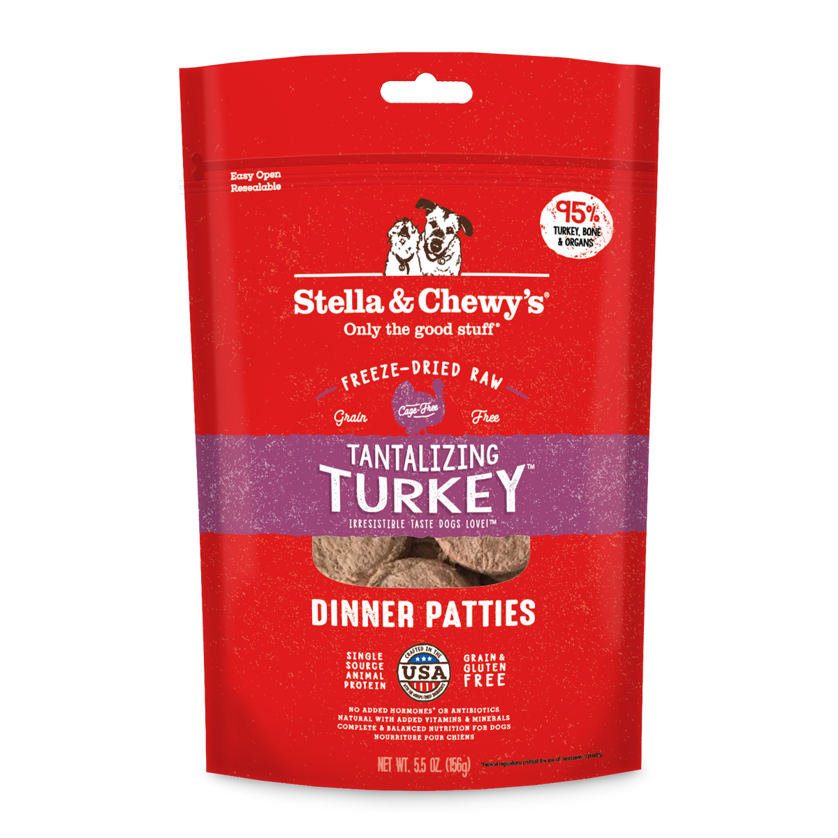 Stella &amp; Chewy&#39;s Freeze-Dried Raw Tantalizing Turkey Dinner Patties Dog Food
