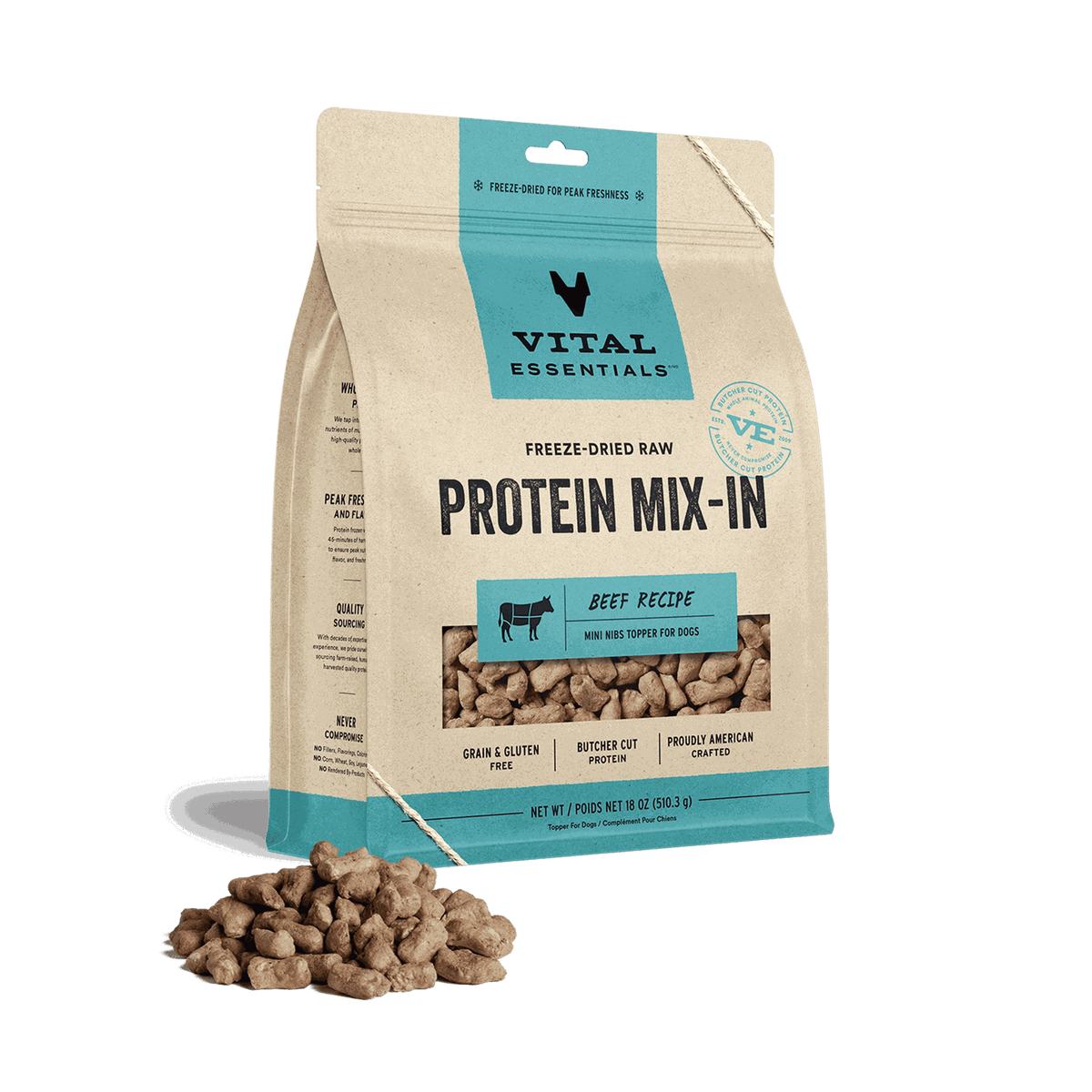 Vital Essentials Freeze-Dried Raw Protein Mix-In Beef Dog Meal Topper