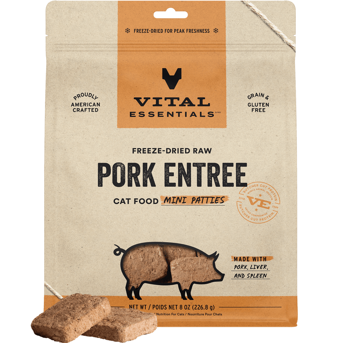 Vital Essentials Freeze-Dried Raw Pork Cat Food