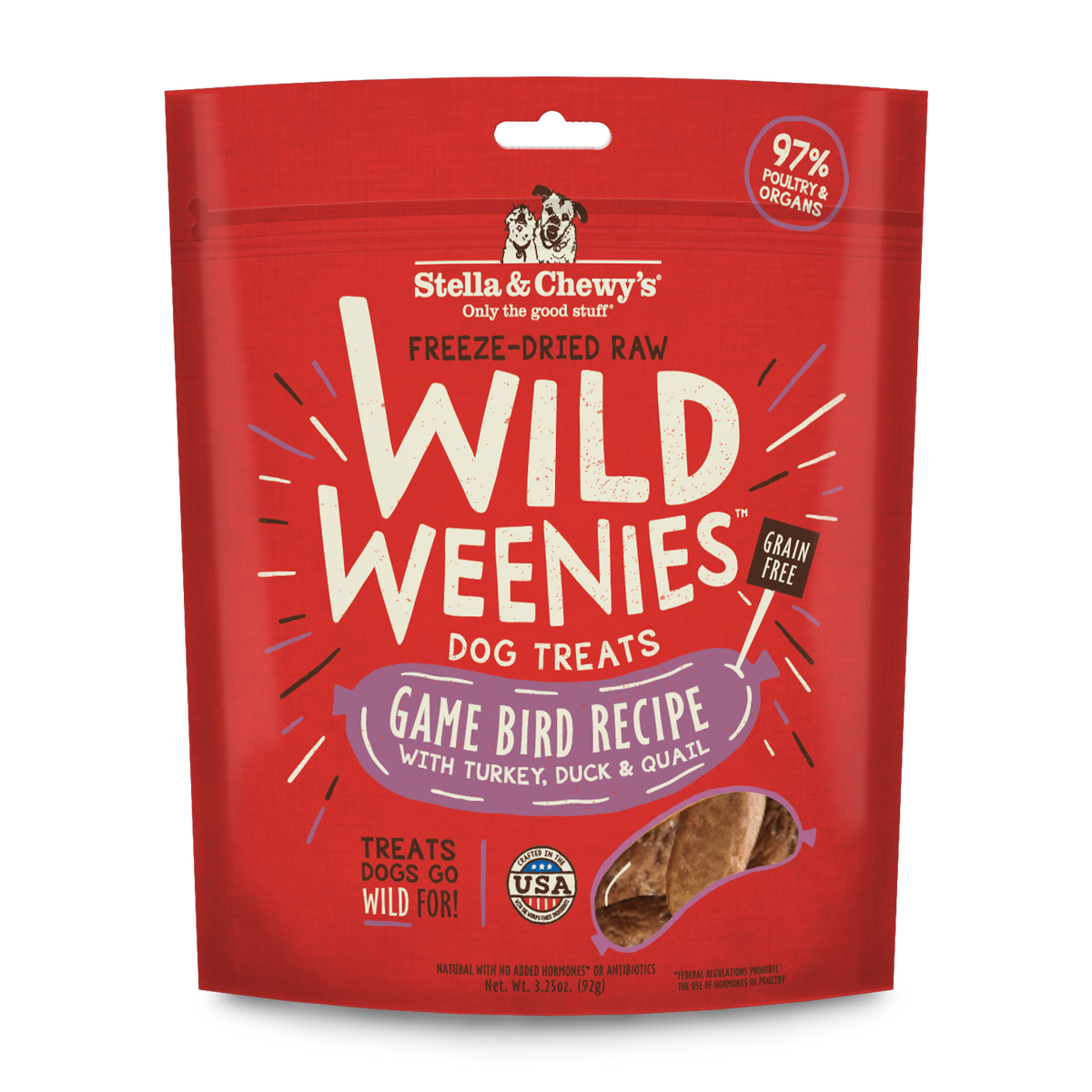 Stella &amp; Chewy&#39;s Freeze-Dried Raw Wild Weenies Game Bird Dog Treats