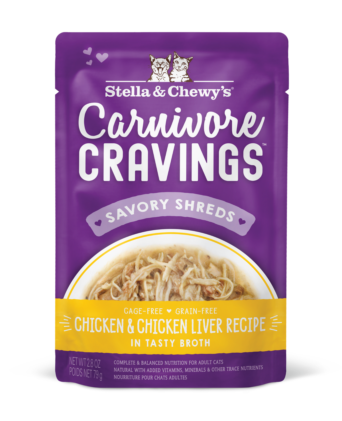 Stella &amp; Chewy&#39;s Savory Shreds Carnivore Cravings Chicken &amp; Chicken Liver Cat Food