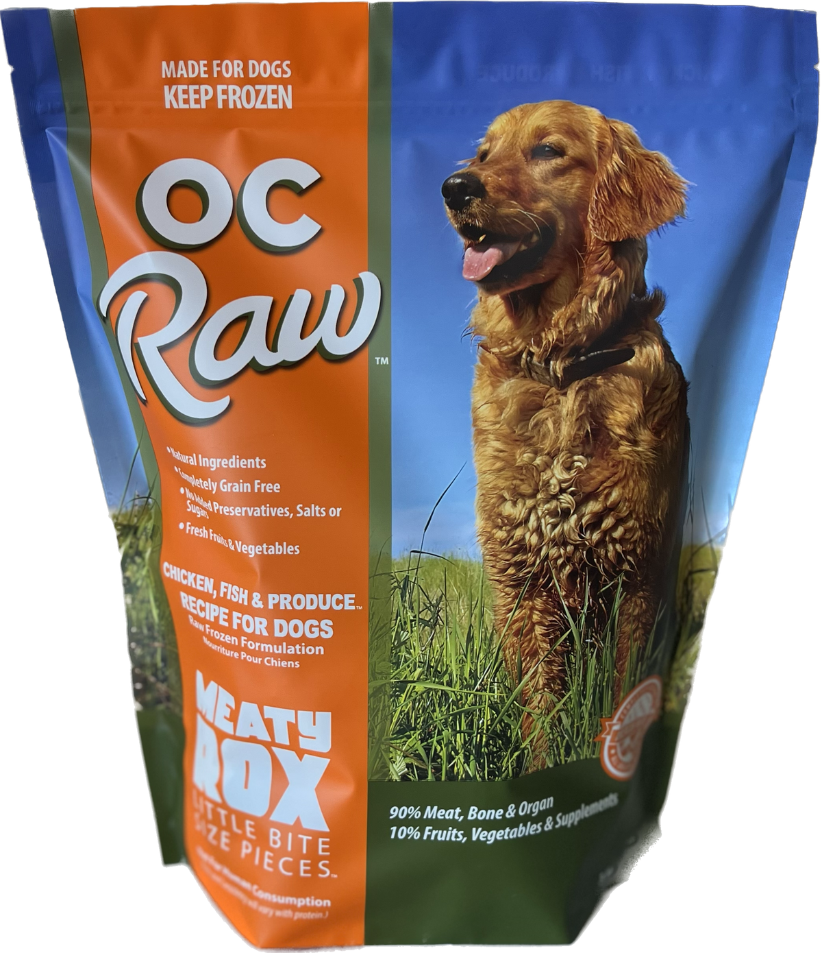 OC Raw Frozen Raw Chicken, Fish &amp; Produce Dog Food