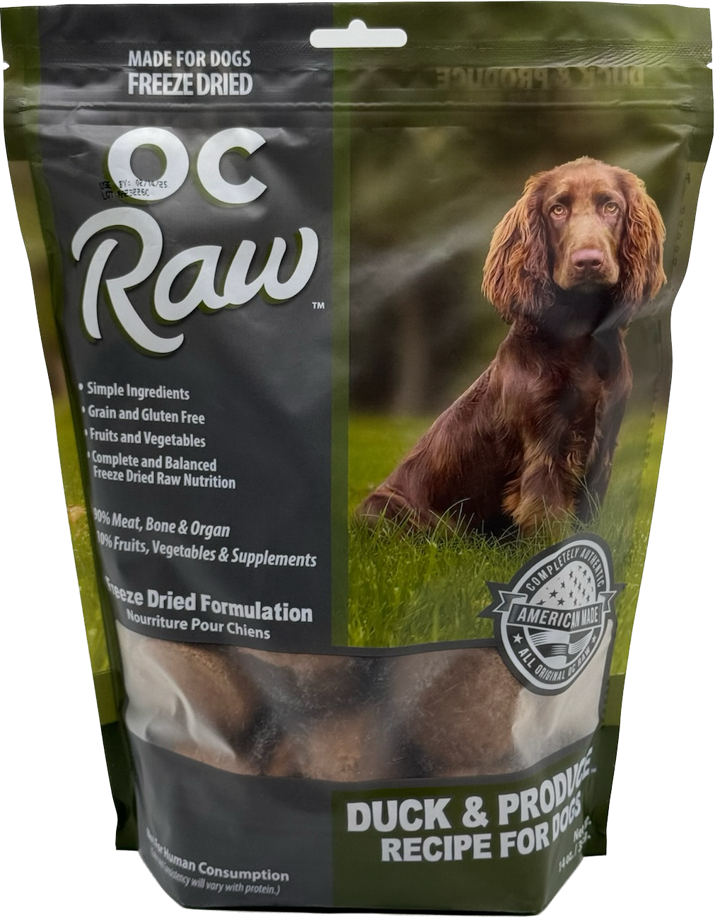OC Raw Freeze-Dried Duck &amp; Produce Dog Food
