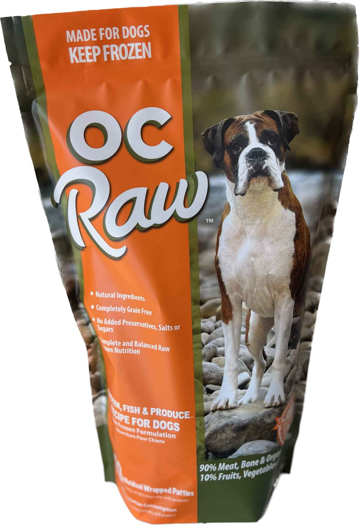 OC Raw Frozen Raw Chicken, Fish &amp; Produce Dog Food