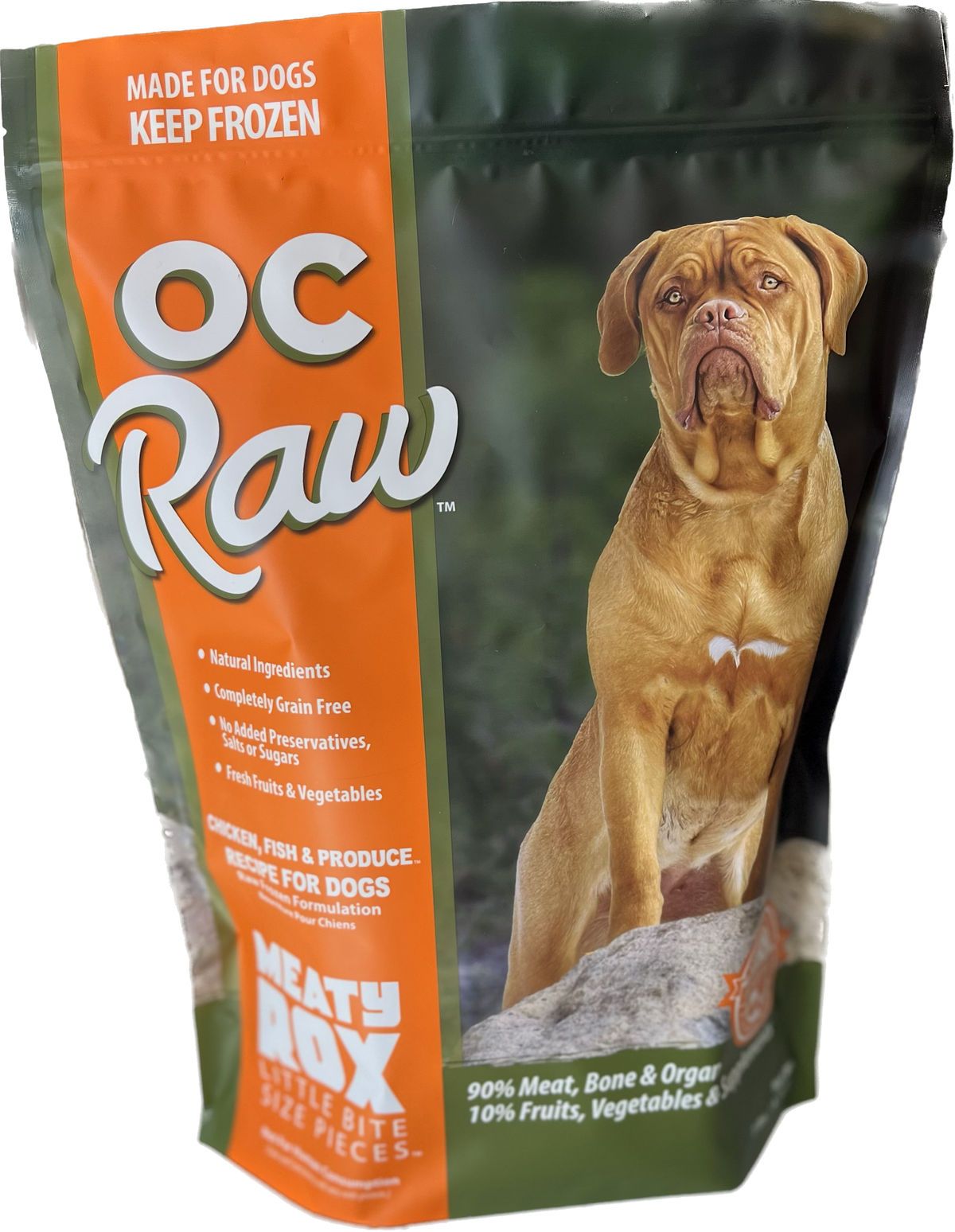 OC Raw Frozen Raw Chicken, Fish &amp; Produce Dog Food