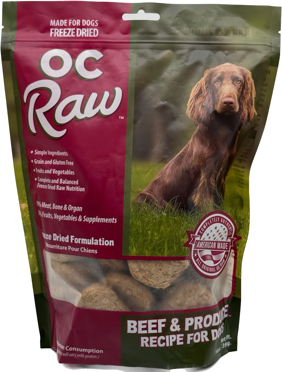 OC Raw Freeze-Dried Beef &amp; Produce Dog Food