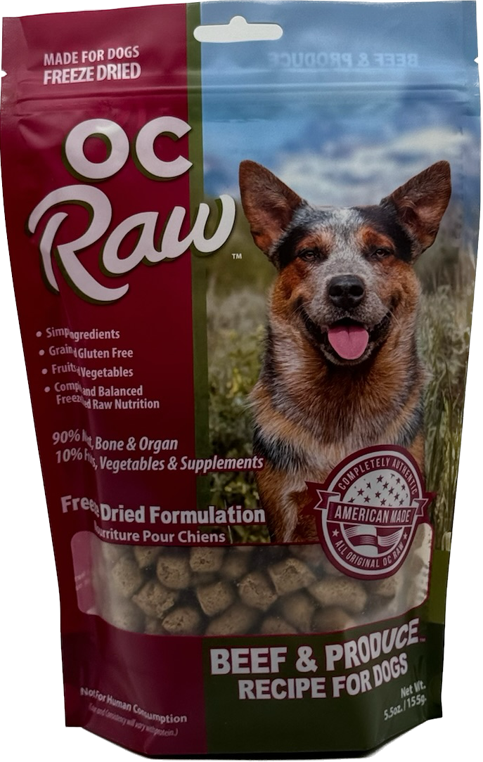 OC Raw Freeze-Dried Beef &amp; Produce Dog Food