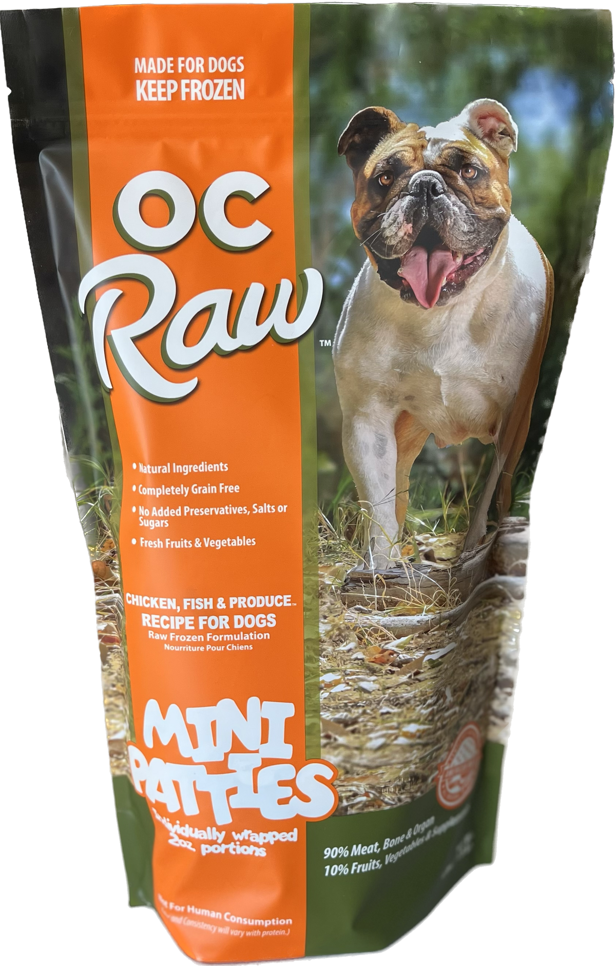 OC Raw Frozen Raw Chicken, Fish &amp; Produce Dog Food