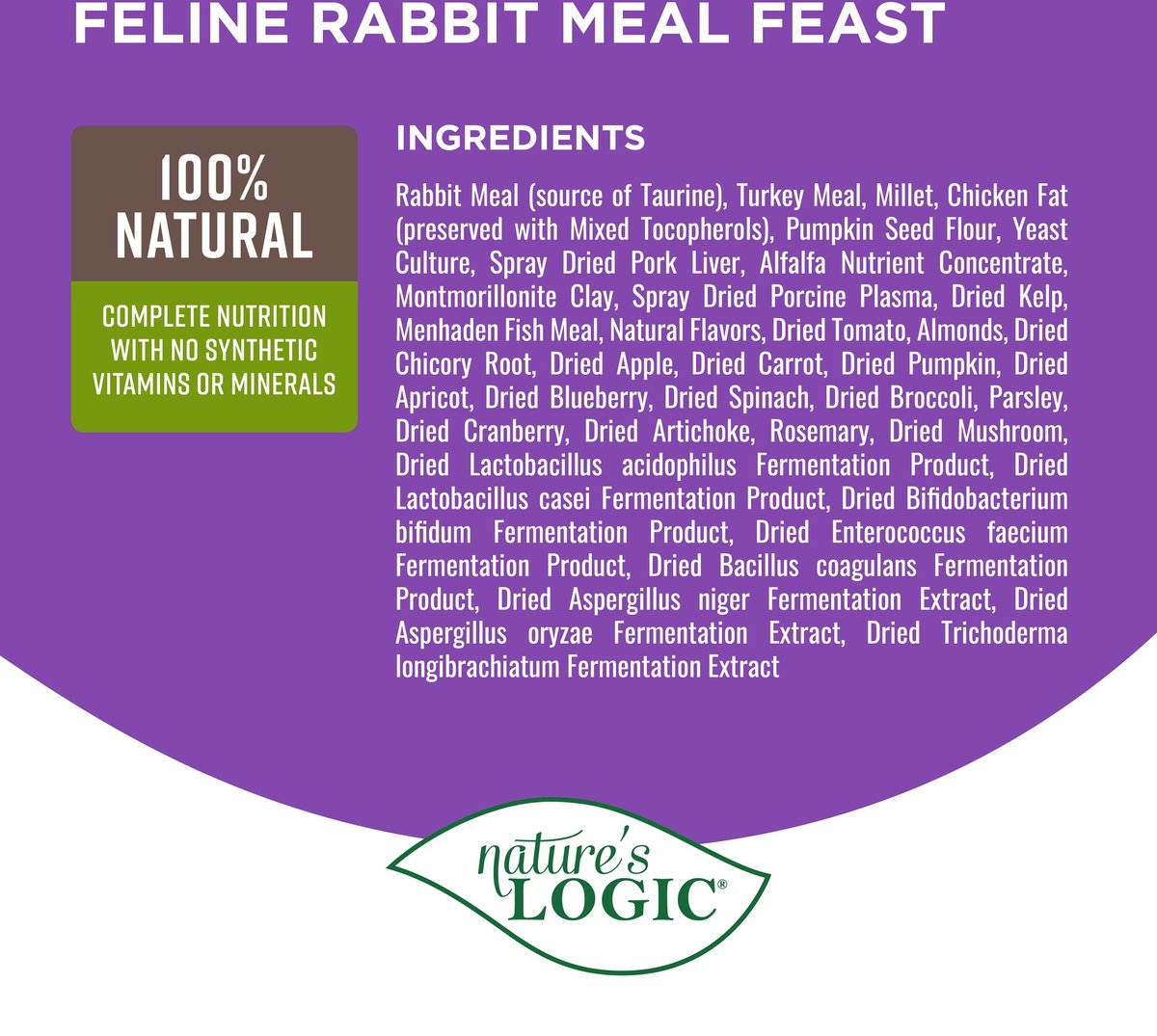 Nature&#39;s Logic Feline Rabbit Meal Feast Cat Food