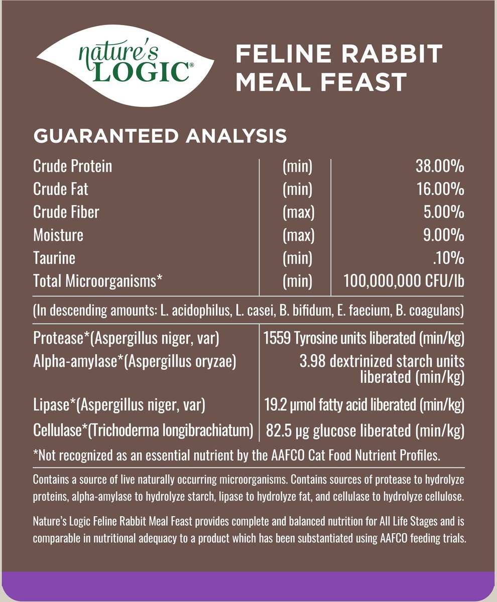 Nature&#39;s Logic Feline Rabbit Meal Feast Cat Food