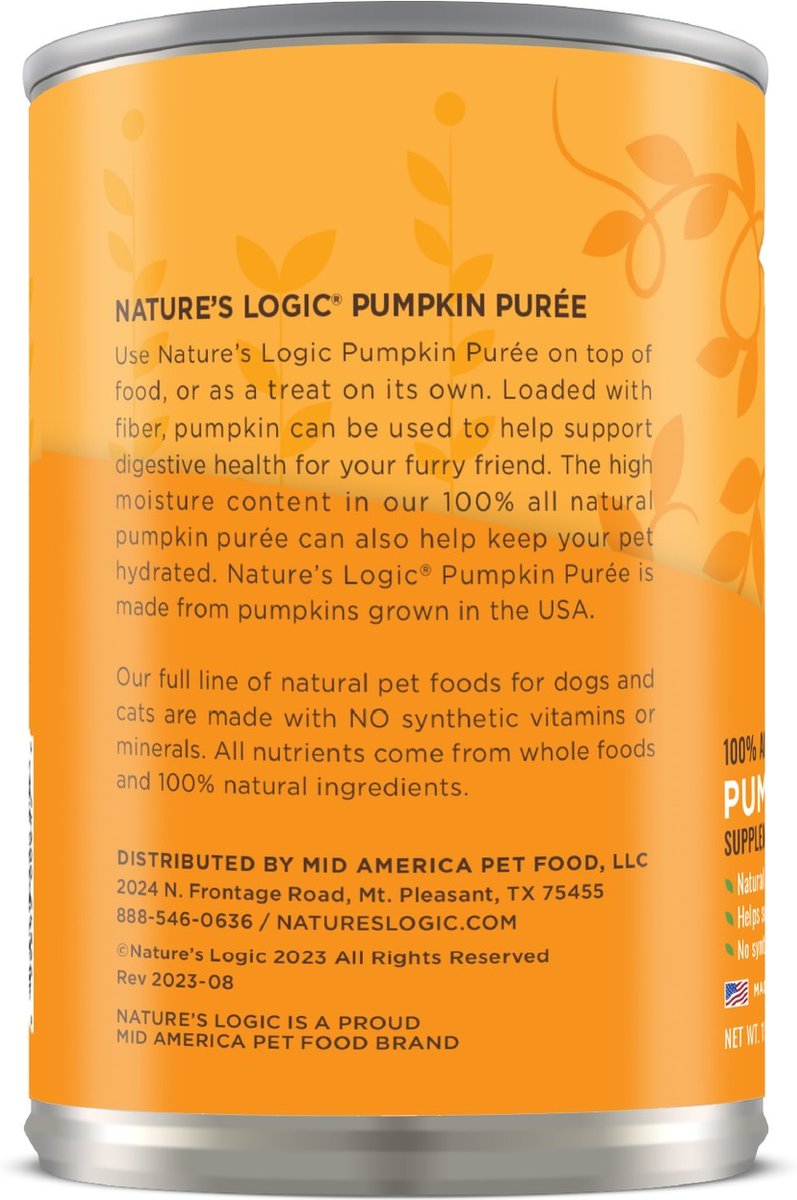 Nature&#39;s Logic Pumpkin Purée Supplement for Dogs &amp; Cats
