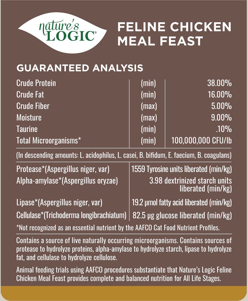 Nature&#39;s Logic Feline Chicken Meal Feast Cat Food