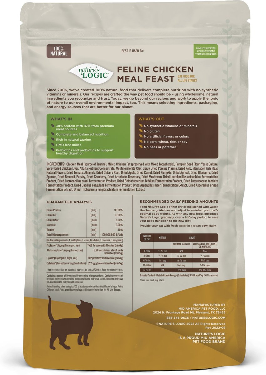 Nature&#39;s Logic Feline Chicken Meal Feast Cat Food