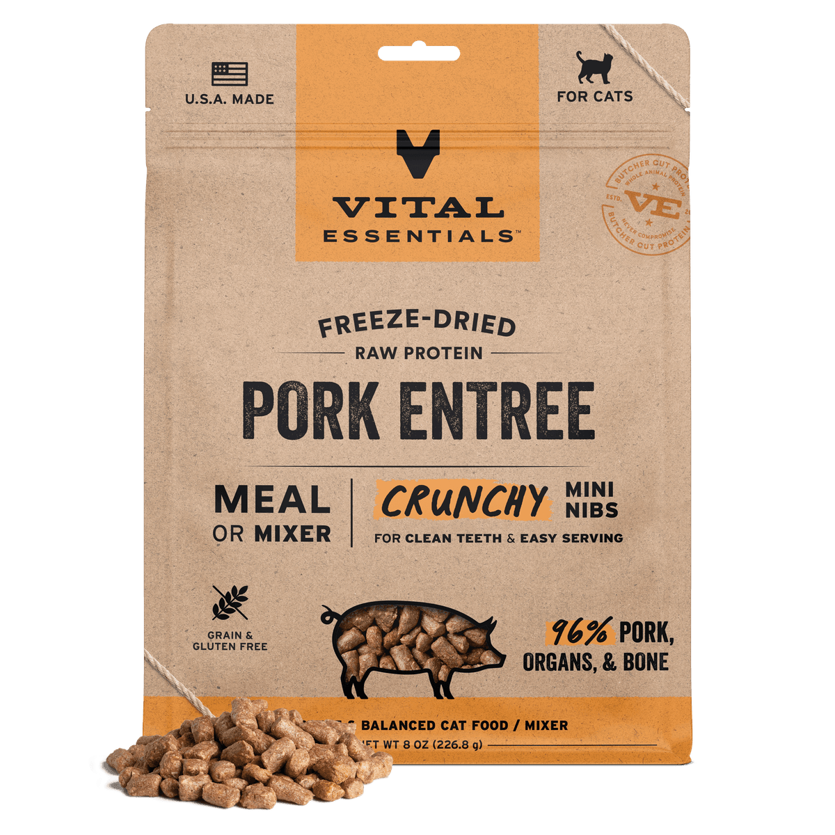 Vital Essentials Freeze-Dried Raw Pork Cat Food
