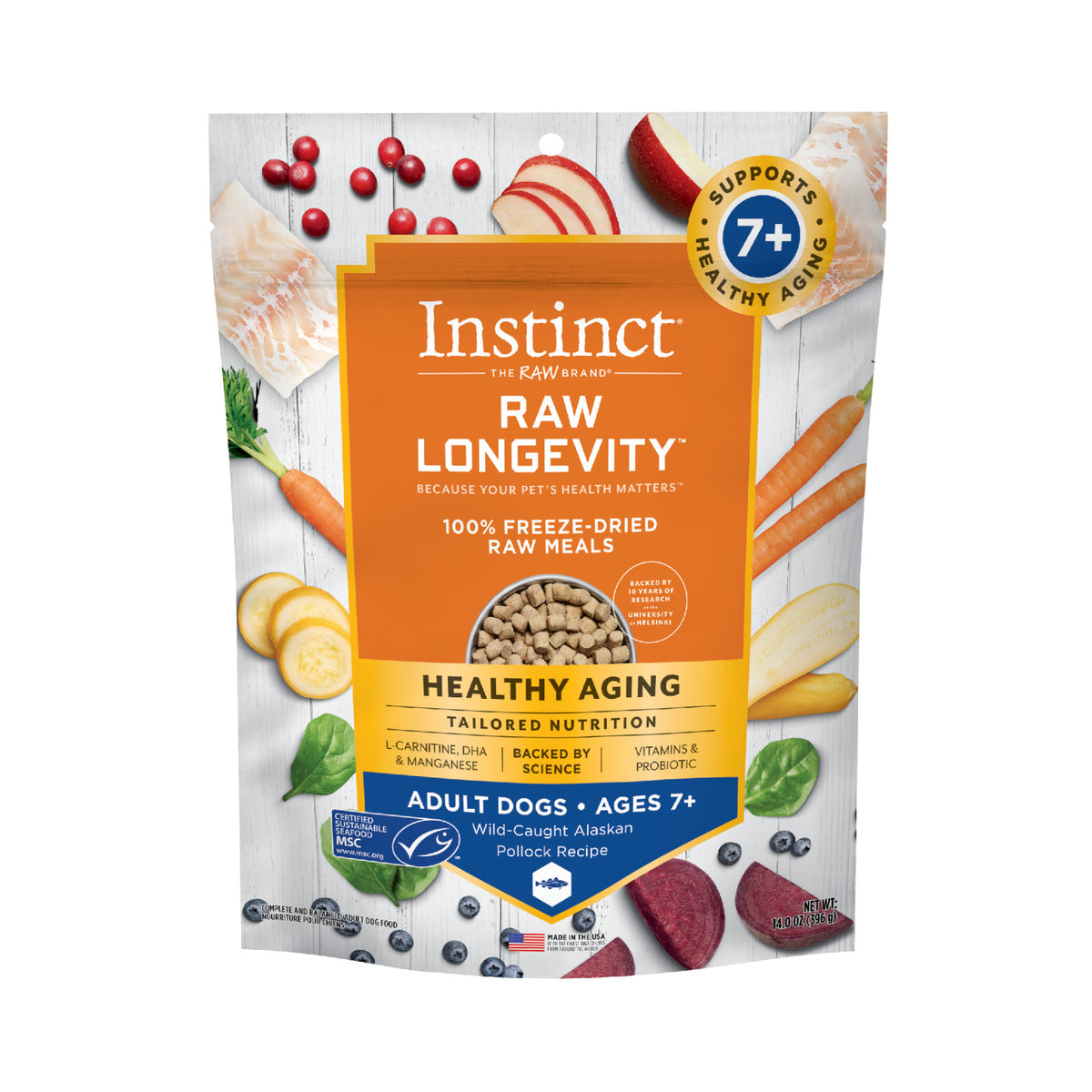 Instinct® Raw Longevity™ 100% Freeze-Dried Raw Meals Wild-Caught Alaskan Pollock Recipe for Adult Dogs Ages 7+