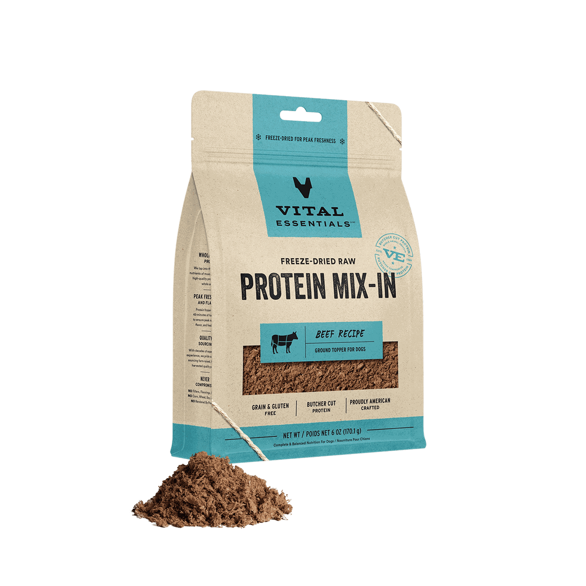 Vital Essentials Freeze-Dried Raw Protein-Mix In Ground Beef Dog Meal Topper
