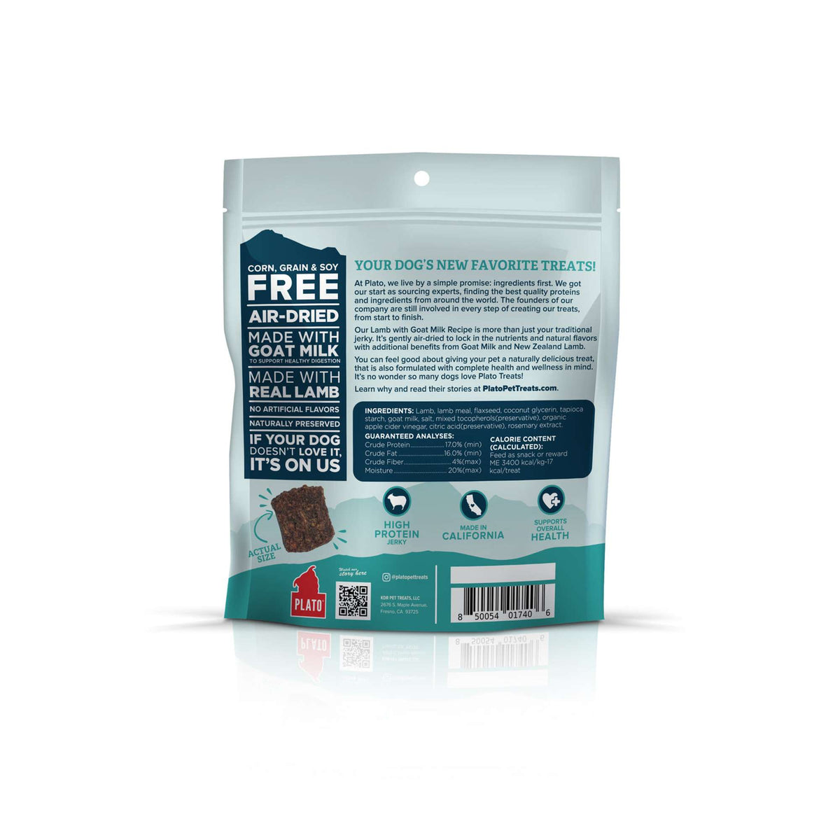 Plato Pet Treats Jerky Bites Lamb with Goat Milk Dog Treats
