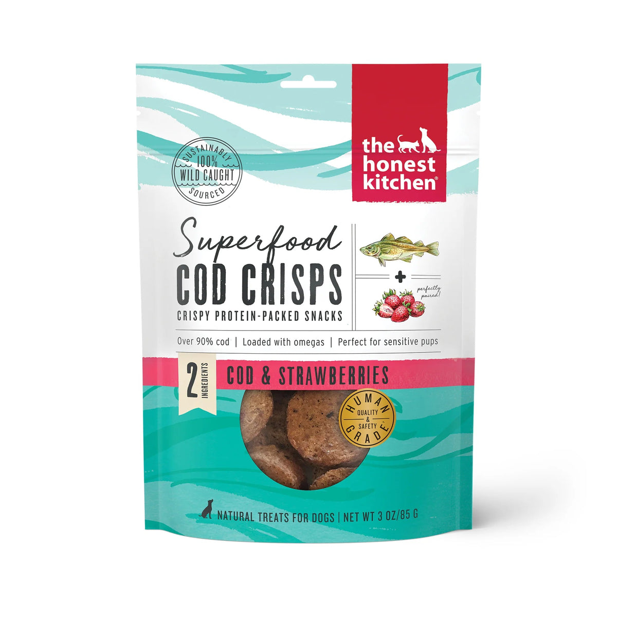 The Honest Kitchen Superfood Cod Crisps Strawberry Dog Treats