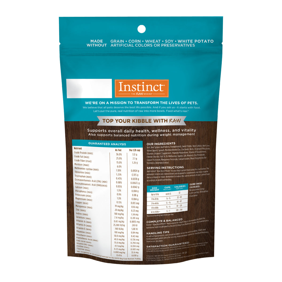 Instinct Freeze-Dried Raw Boost Mixers Grain-Free Multivitamin for Adult Dogs Food Topper