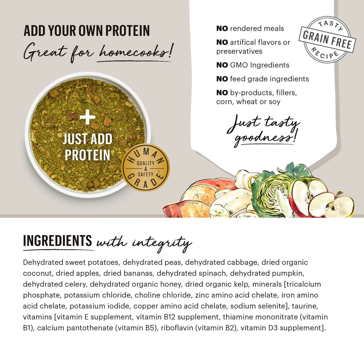 The Honest Kitchen Grain Free Fruit &amp; Veggie Dog Food Base Mix